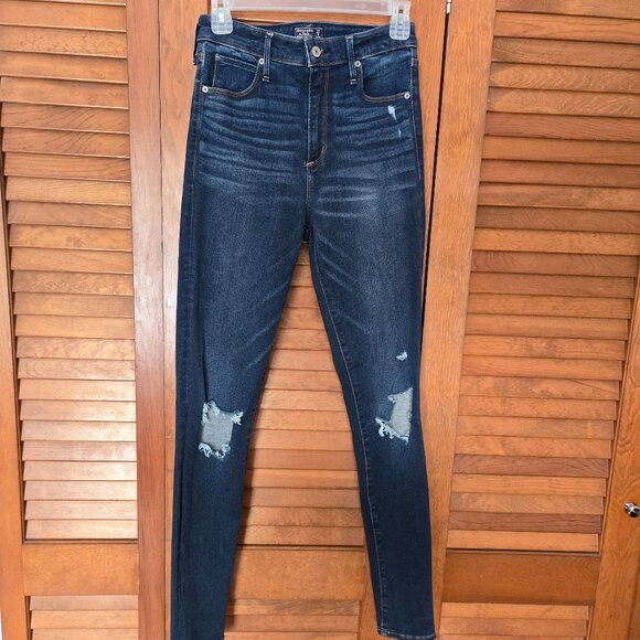 Abercrombie & Fitch Simone High Rise Super Skinny Distressed Jeans Size 27/4 - Picture 1 of 5